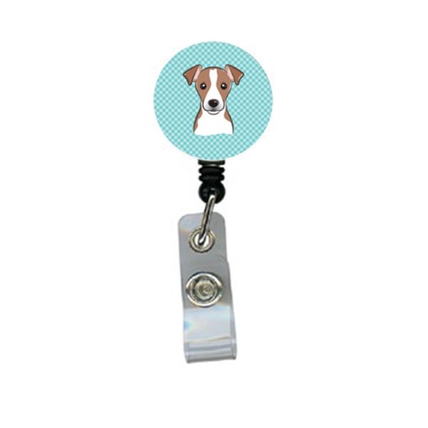 Teachers Aid Checkerboard Blue Jack Russell Terrier Retractable Badge Reel TE729808